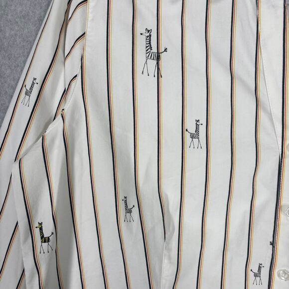 Chicos Shirt Womens Large 2 White Striped Zebra Button Collar Career Office - Picture 8 of 12